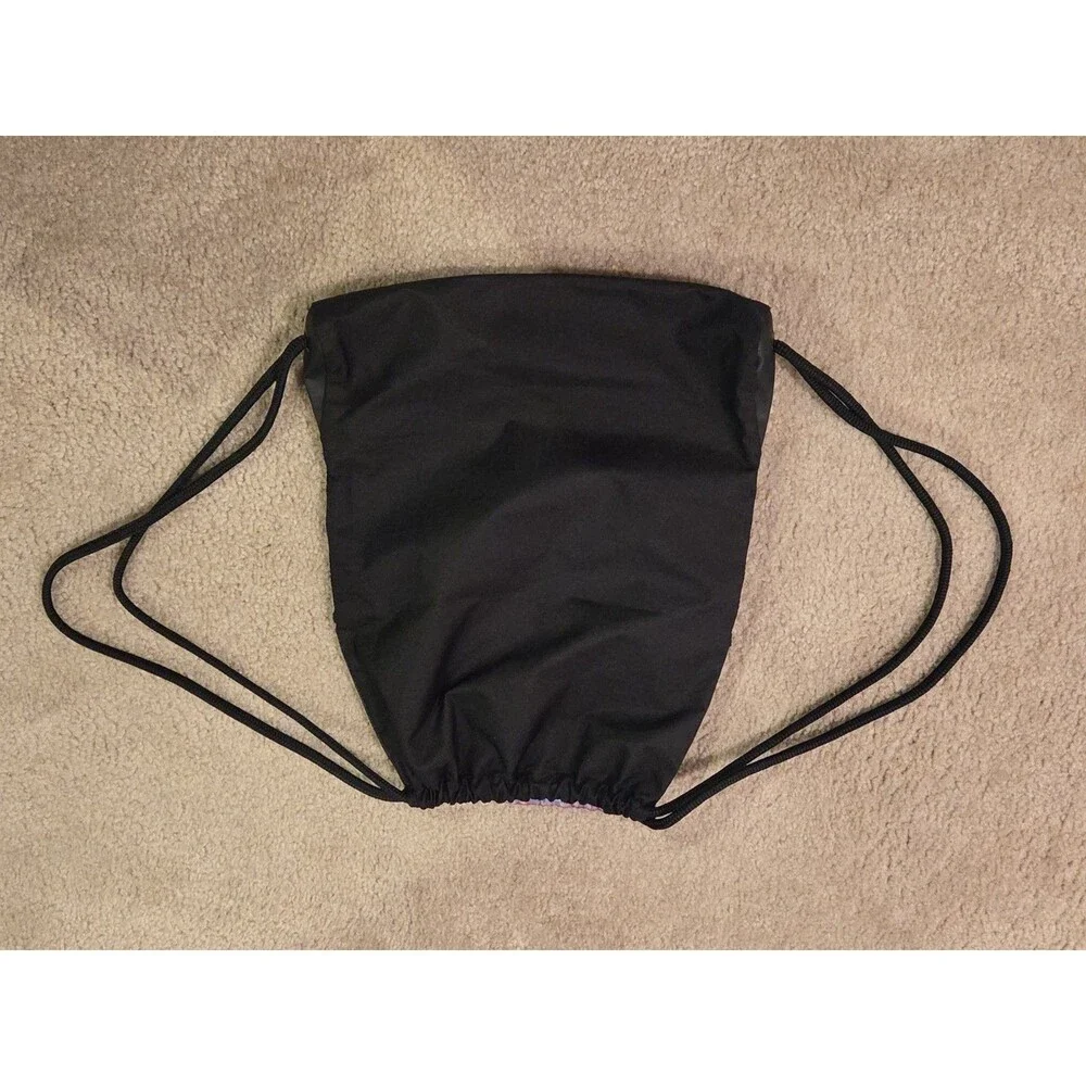 adidas Medium Polyester Drawstring Gym Bag Black Multicolor Striped Zip Pocket